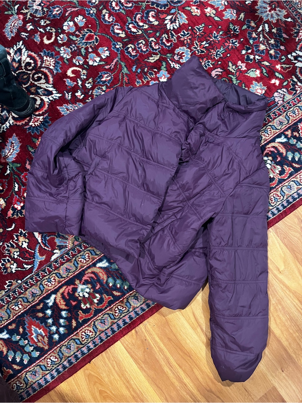 Eggplant funnel neck puffy coat